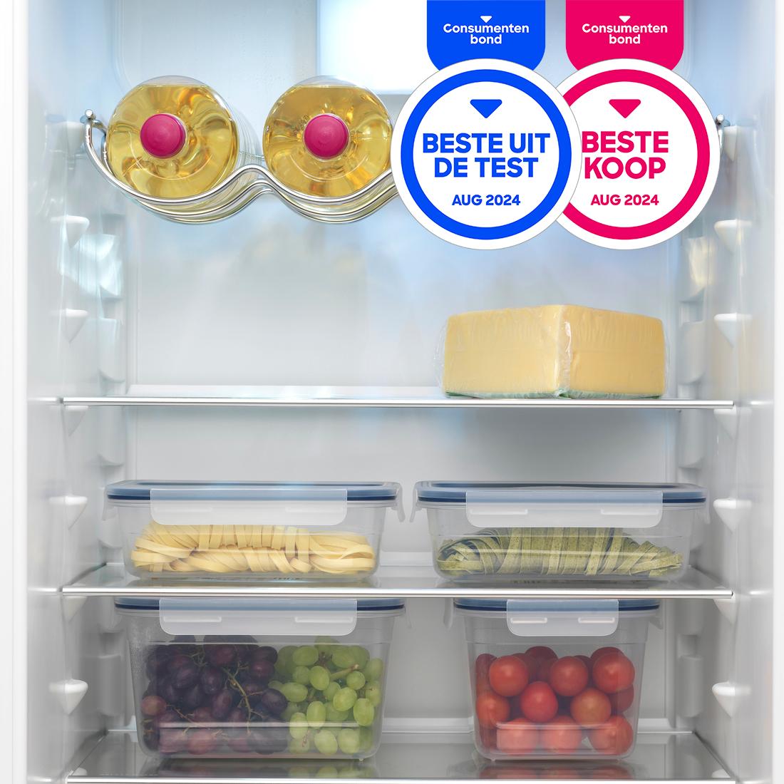 Koelkast met ‘Beste Koop’ en ‘Best Getest’. logo van de consumentenbond