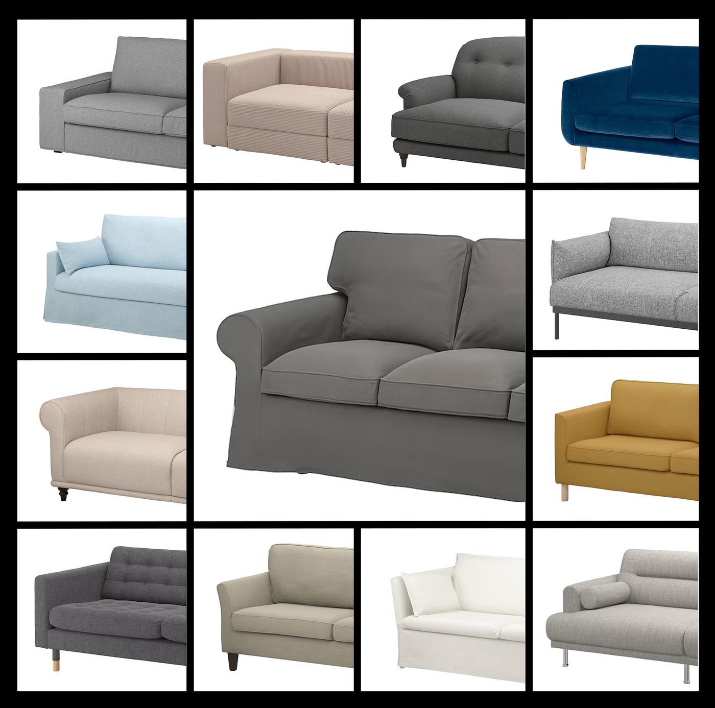 Kollage med olika soffor.