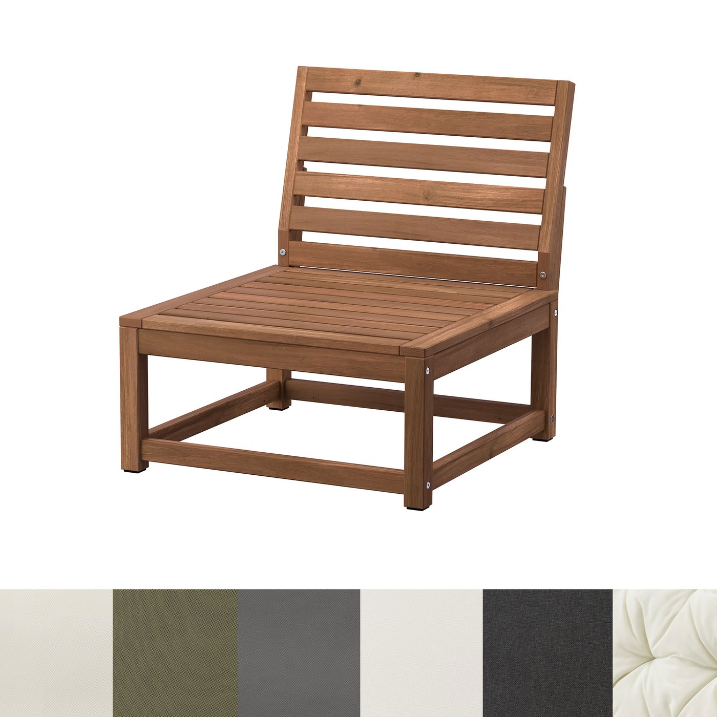 Kollagebild på en NÄMMARÖ sittsektion och färgprover som visar vilka val av dynor som finns. 