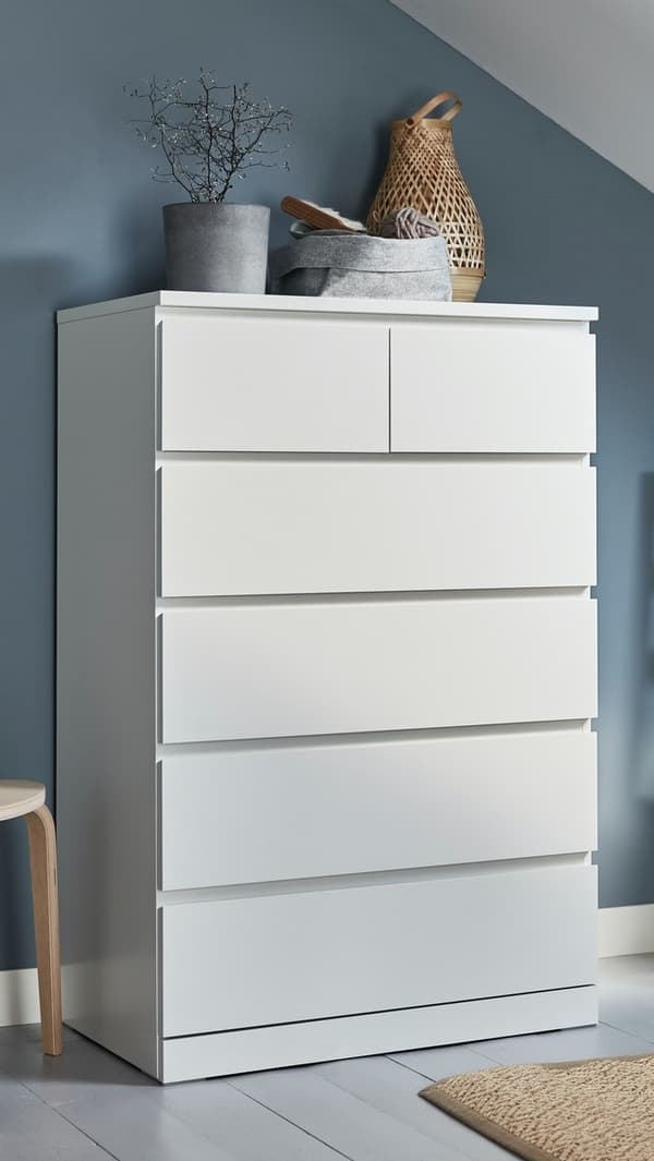 Komoda MALM, 6 szuflad, biały, 80x123 cm