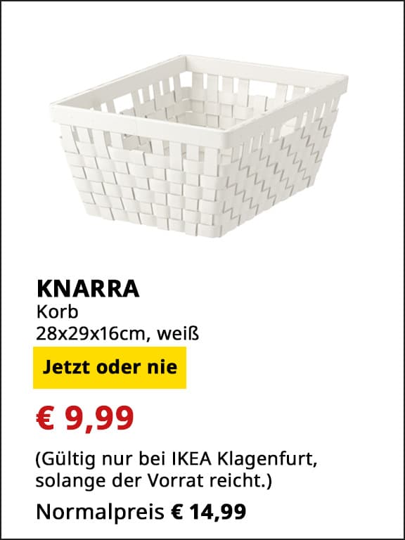 Korb Knarra, 28x29x16cm, weiß, statt € 14,99 um € 9,99.