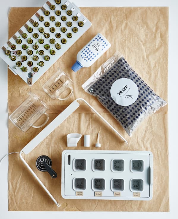 KRYDDA/VAXER grow kit with eight pots, one tier