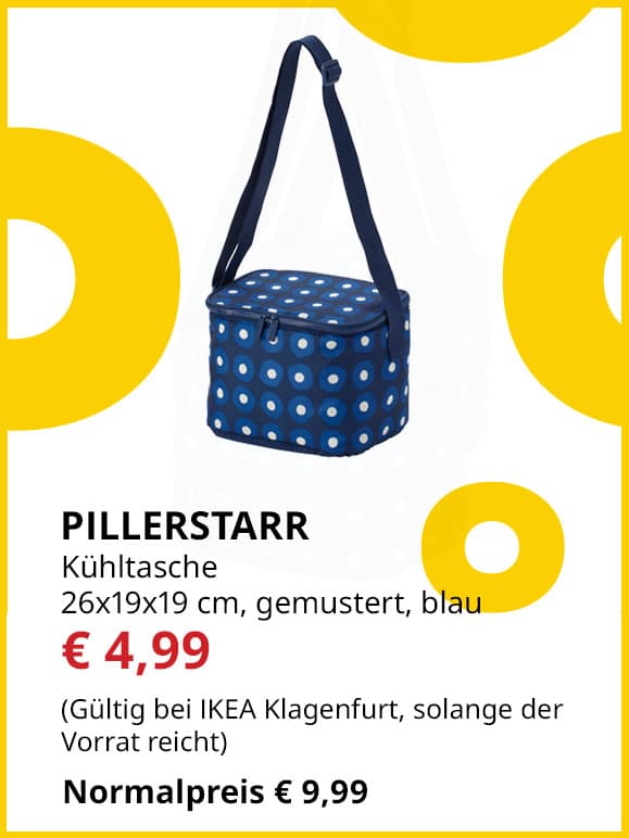 Kühltasche Pillerstarr, 26x19x19cm, gemustert blau, statt € 9,99 um € 4,99.