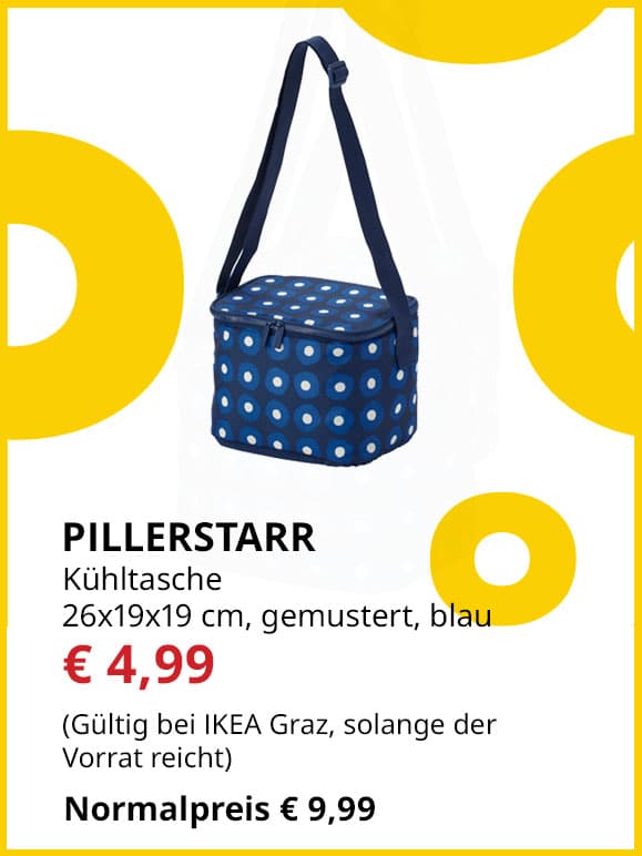 Kühltasche Pillerstarr, 26x19x19cm, gemustert blau, statt € 9,99 um € 4,99.