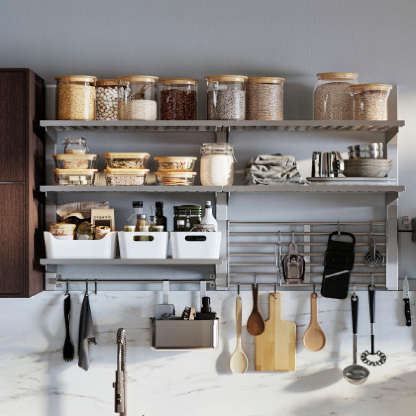 KUNGSFORS kitchen storage, stainless steel.