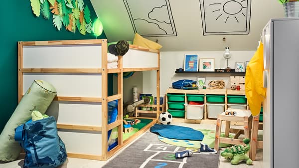 KURA Dwustronne łóżko, biały/sosna90x200 cm 