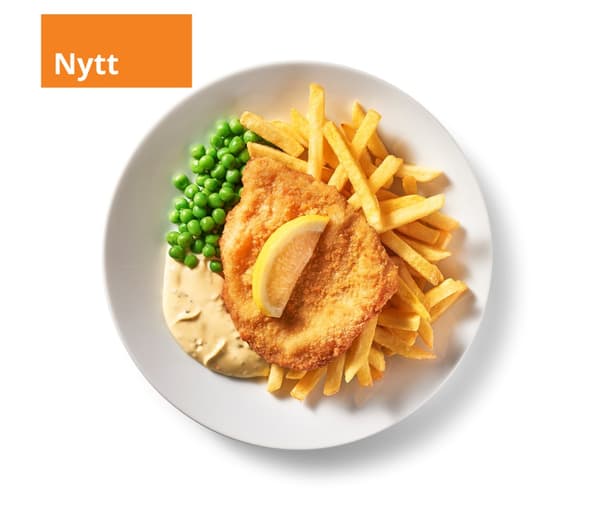 Kycklingschnitzel på en tallrik