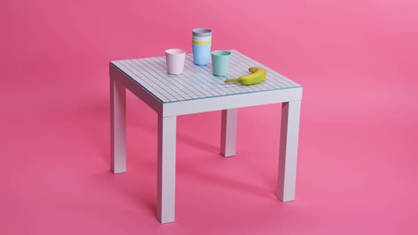 LACK table covered with mosaic tiles.