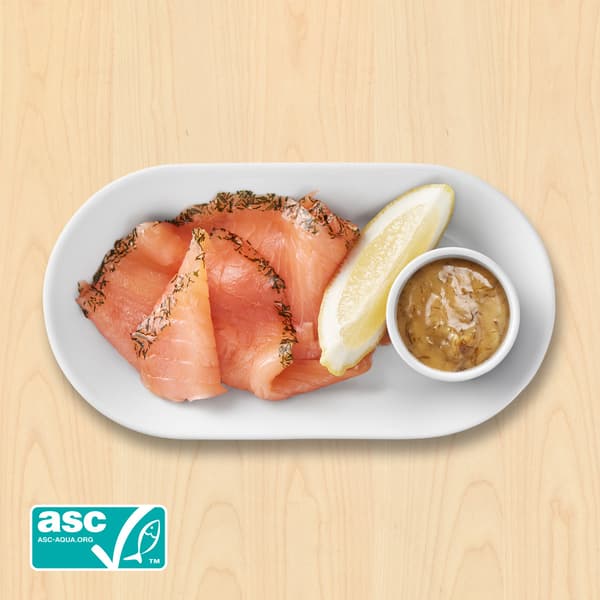 Laksetallerken
med marineret laks, citron og sennep-/dildsauce

29.-

Laks fra et ansvarligt ASC-certificeret hav- og dambrug. www.asc-aqua.org ASC-C-00703