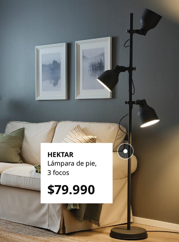 Lámpara de pie HEKTAR, 3 focos.