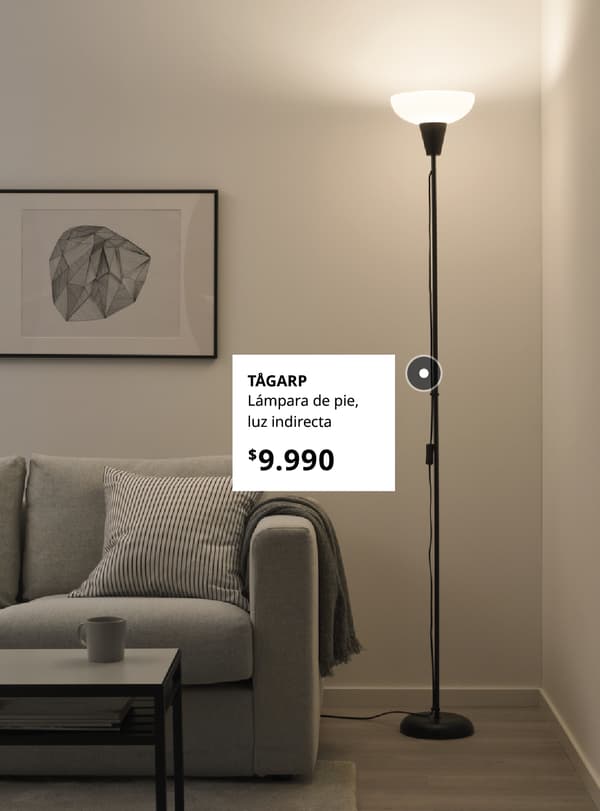 Lámpara de pie TÅGARP, luz indirecta.