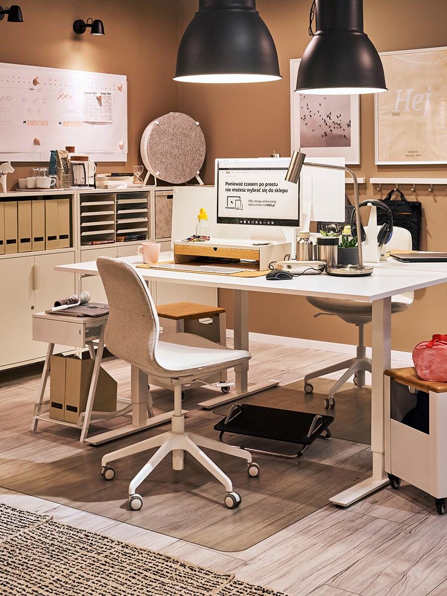 LÅNGFJÄLL Krzesło biurowe, Gunnared beżowy/biały