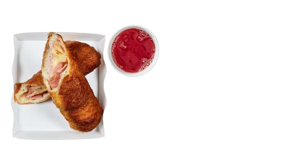 Langoš se sýrem a šunkou a bezedný nápoj