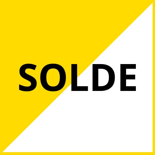 Le mot « vente » apparaît en surimpression sur un fond jaune et blanc à rayures.