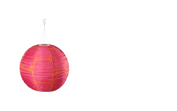 LED solární závěsná lampa, venkovní kulatá/oranžová tm.růžová, 45 cm