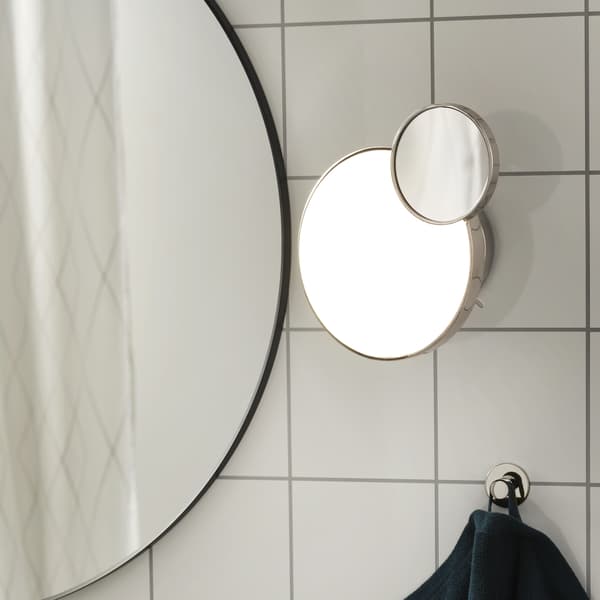 LED væglampe med spejl, kan dæmpes forkromet/blank,