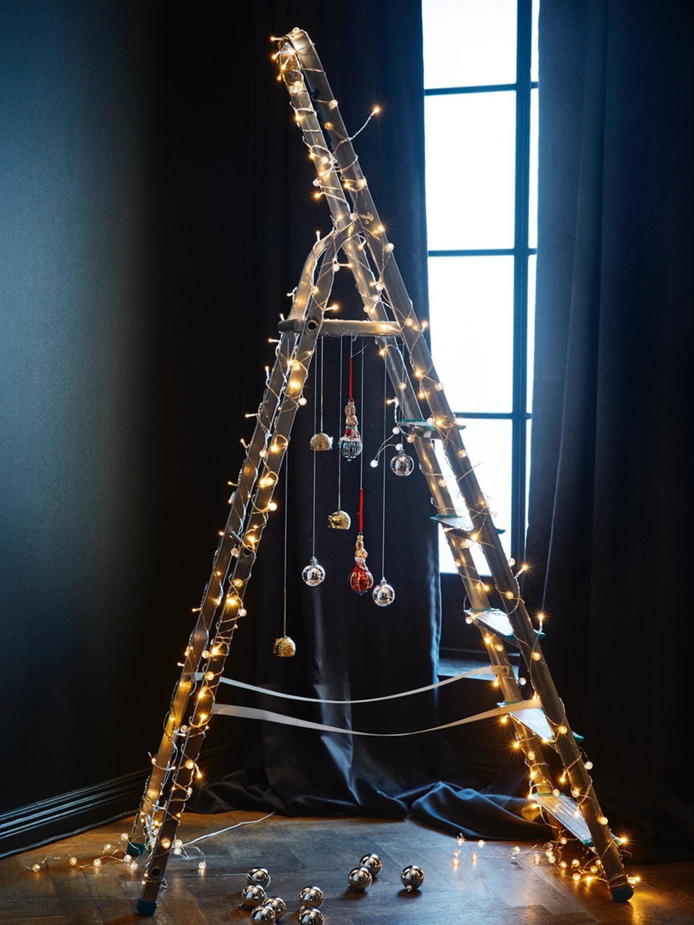 LEDFYR LED lights on a make-shift Christmas tree.