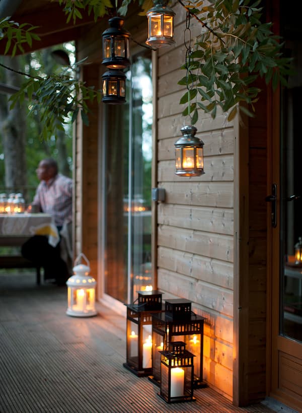 Light clusters of lanterns after dark