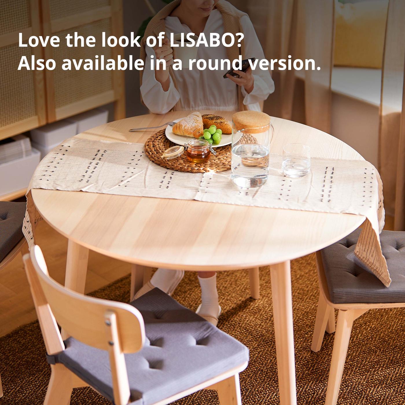 LISABO table, ash veneer, 105 cm. Price: $249