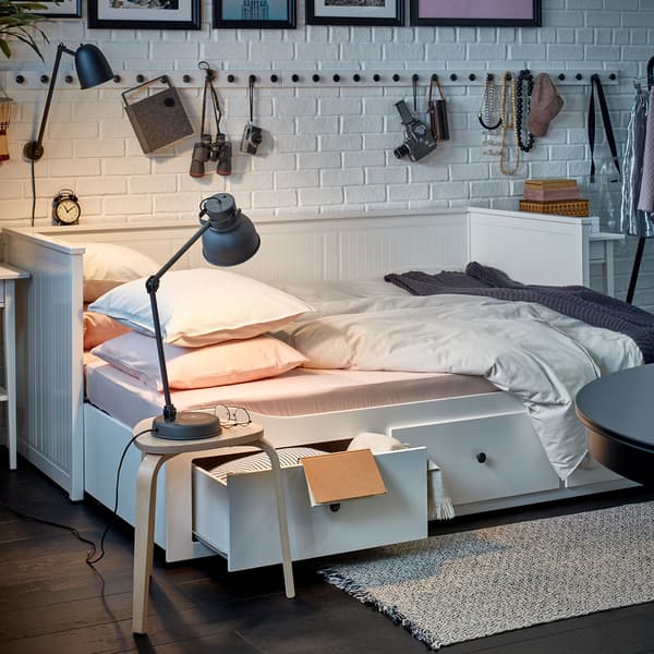 Lit IKEA Brekke Blanc + Lit D’appoint – Bois – Matelas Standard – Occasion