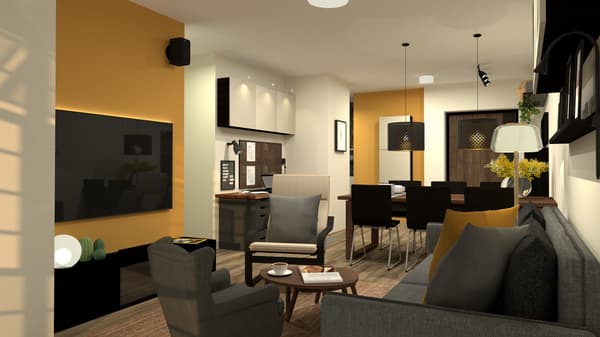 Living Room 4-room Modern Contemporary
