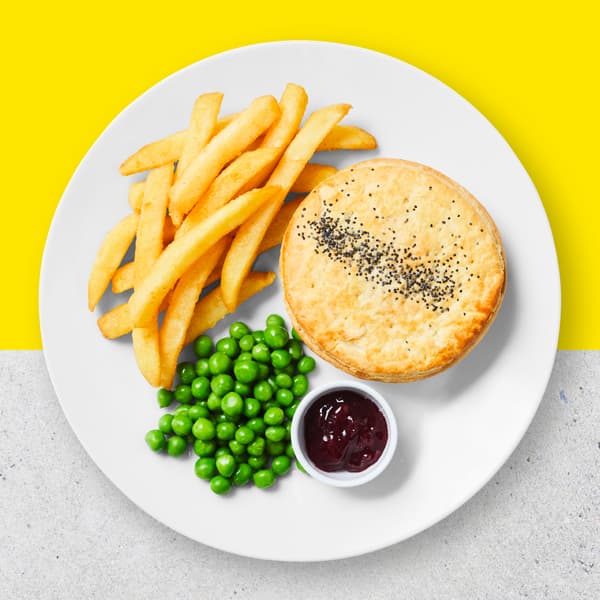 Locally sourced lamb with kumara, onion and rosemary served with creamy mashed potatoes or crunchy potato chips, traditional lingonberry jam and peas.