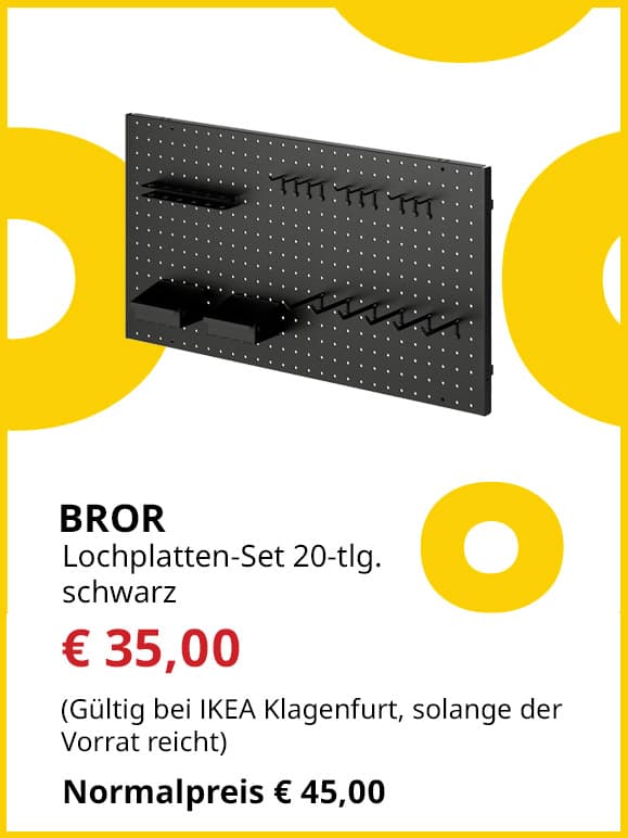 Lochplatten-Set Bror, 20-teilig, schwarz, statt € 45 um € 35.