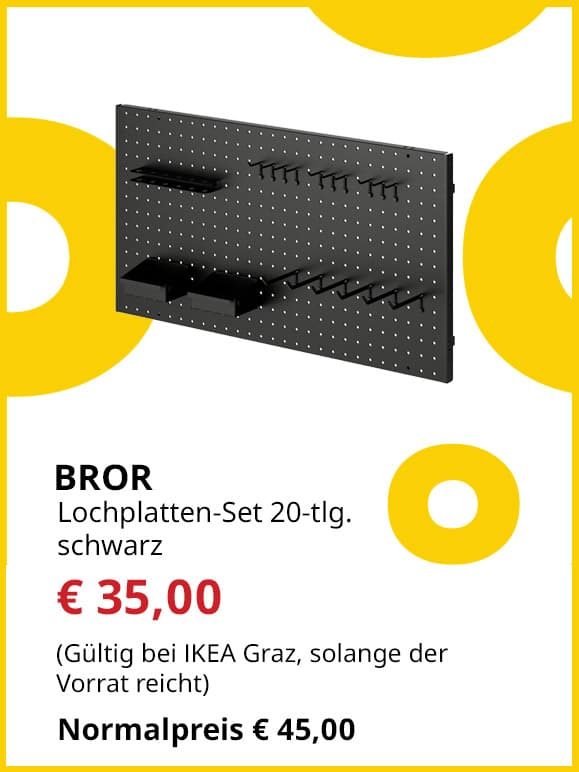 Lochplatten-Set Bror, 20-teilig, schwarz, statt € 45 um € 35.