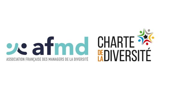 Logo avec texte : AFMD - Association Française des Managers de la Diversité 
Logo avec texte : Charte de la Diversité 