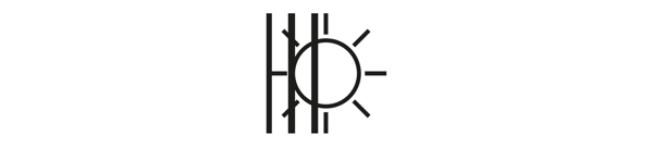 Logo avec un soleil et des traits pour représenter les rideaux de type voilage.