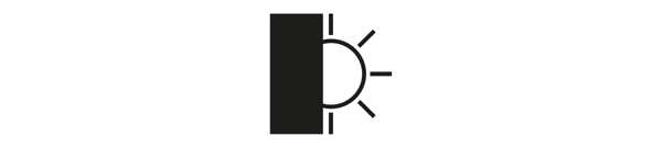 Logo avec un soleil et un trait très épais pour représenter les rideaux occultants.