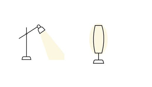 Logo de lampe émettant une lumière dirigée et d'ambiance 