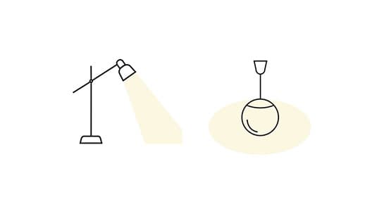 Logo de lampe émettant une lumière dirigée et générale 