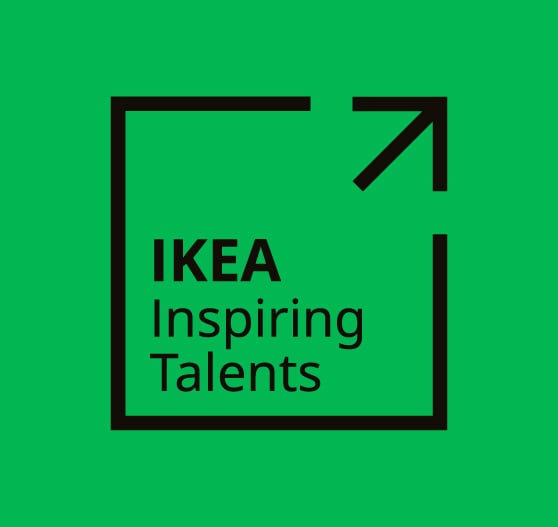 Logo of the IKEA Inspiring Talents event, with black text on a green background