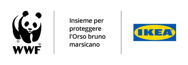 Logo WWF e IKEA - Insieme per proteggere l'Orso bruno marsicano