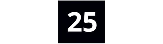 Logótipo preto e branco da garantia de 25 anos