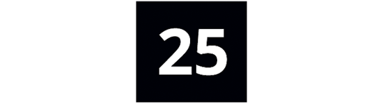 Logótipo preto e branco da garantia de 25 anos