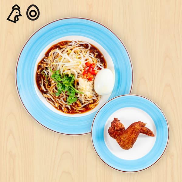 Lor beehoon with 1pc of chicken wing 