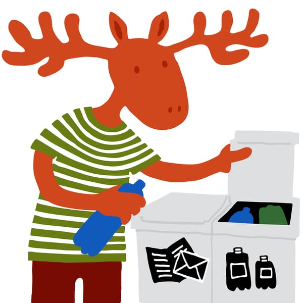 Los škudlík triedi odpad do označených bielych boxov.