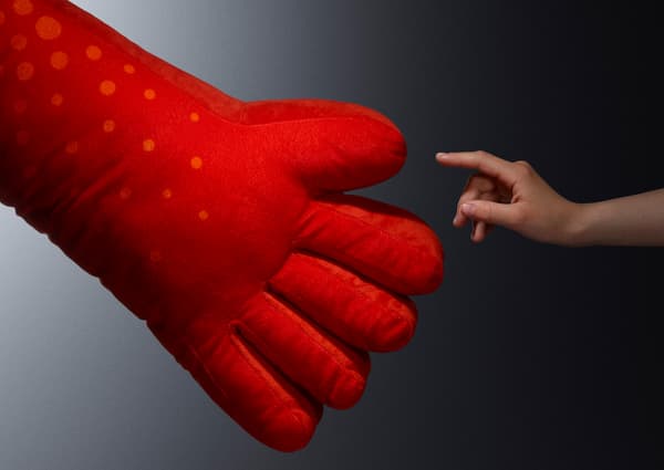 Lose yourself in fun play with the oversized IKEA LUSTIGT cushion hand, in bright red color and soft fabrics.