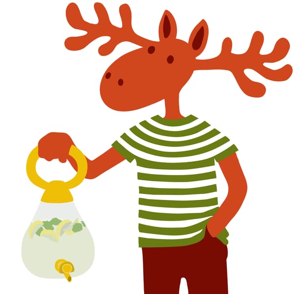 Losík drží nádobu s kohútikom NÄBBFISK.