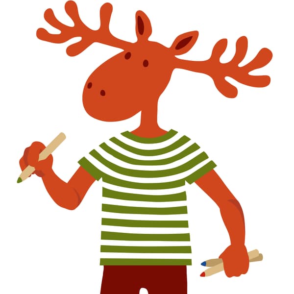 Losík drží pastelky MÅLA.