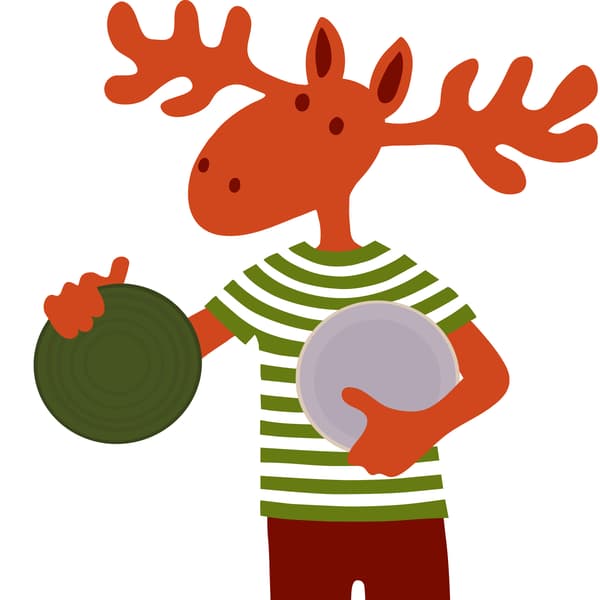 Losík drží taniere.