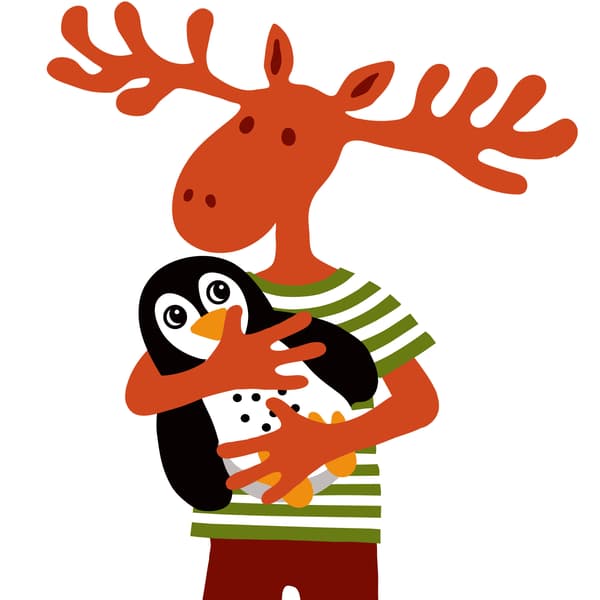 Losík drží tučniaka.