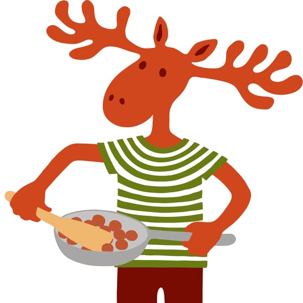 Losík mieša guľôčky na panvici.