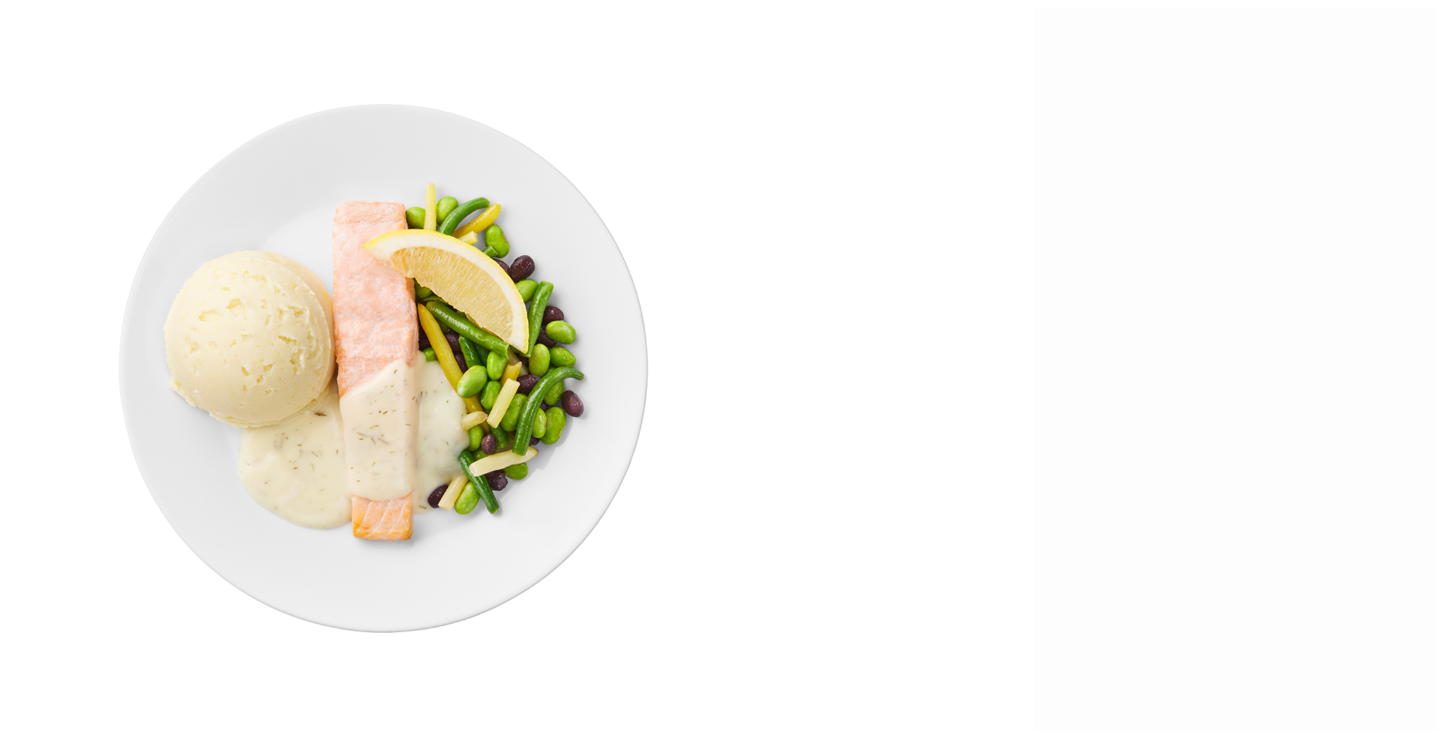 Losos, fazolky, bramborová kaše