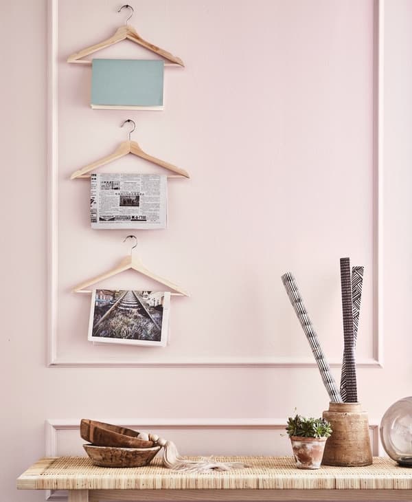 Magazine rack made from old hangers