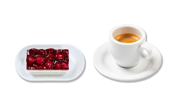 maliná kostka a espresso