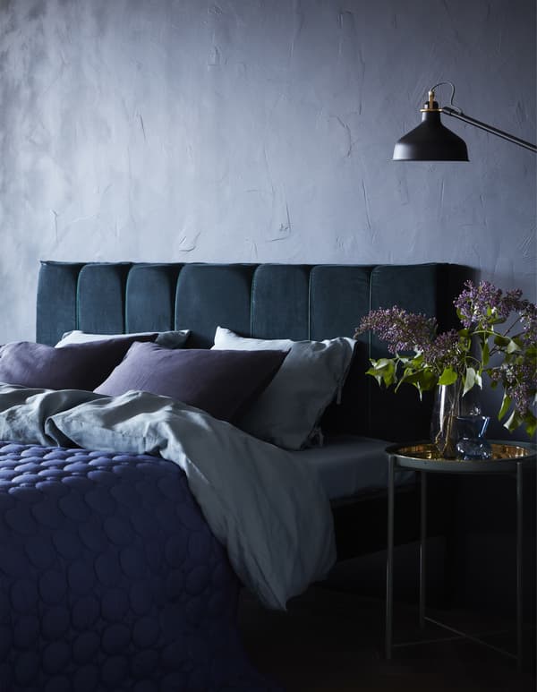 MALM bed frame made into a DIY padded headboard.
