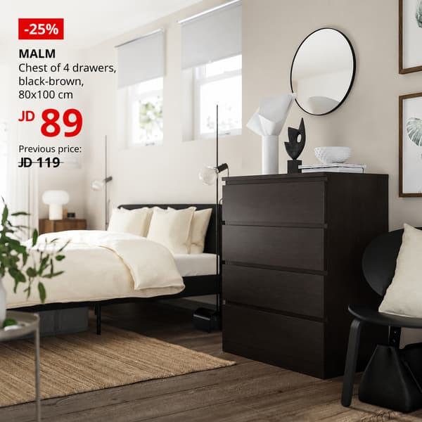 MALM Chest of 4 drawers, black-brown, 80x100 cm